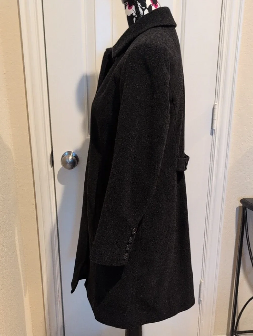 Worthington Charcoal 100% Wool Single-Breasted Pea Coat Petite Small